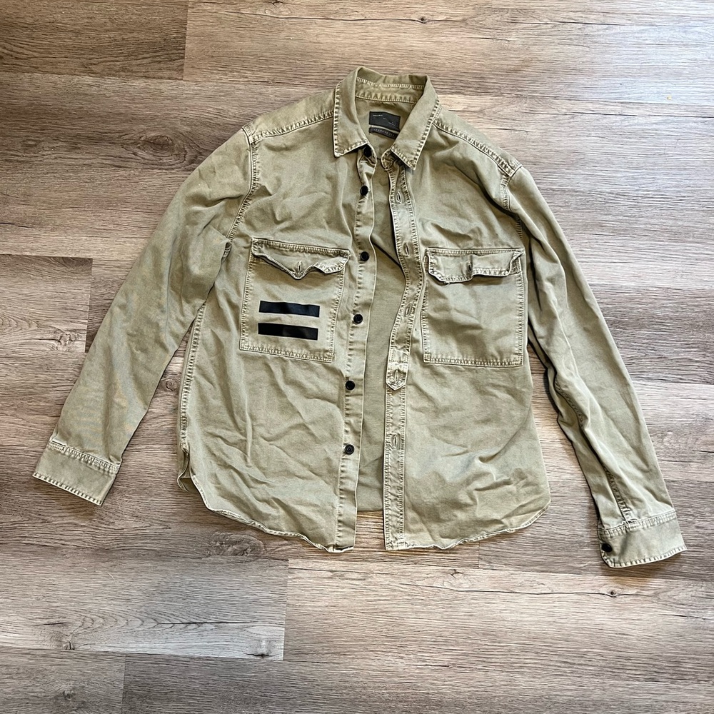 Zara Tan Lightweight Shirt Jacket with Collared Design